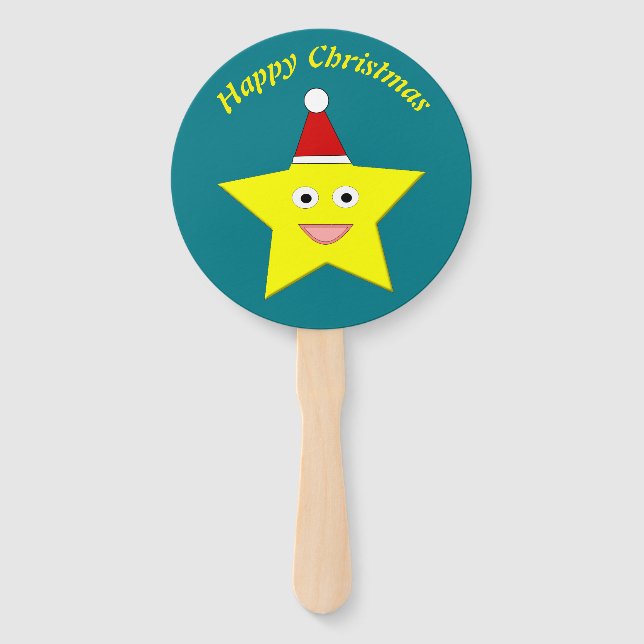 Happy Little Christmas Star Personalised Hand Fan (Front)
