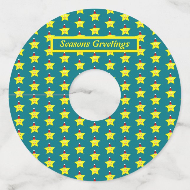 Happy Little Christmas Star Personalised Wine Glass Tag (Front)