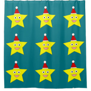 Happy Little Christmas Star Shower Curtain