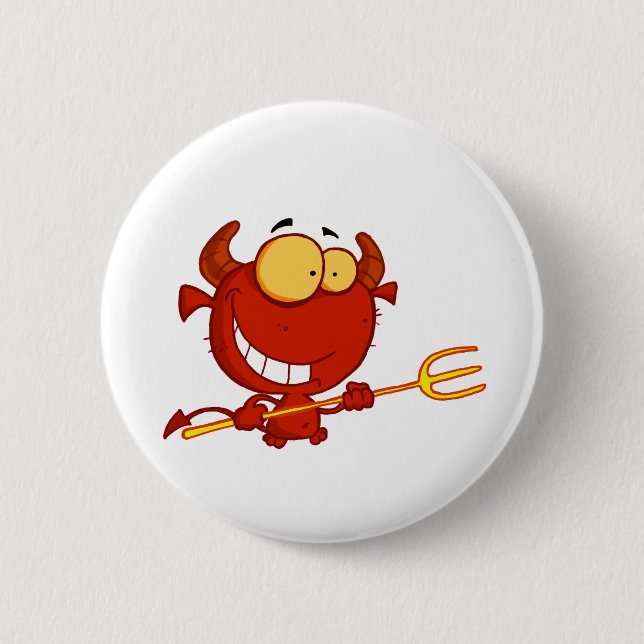 Happy-little-devil-with-pitchfork 6 Cm Round Badge (Front)