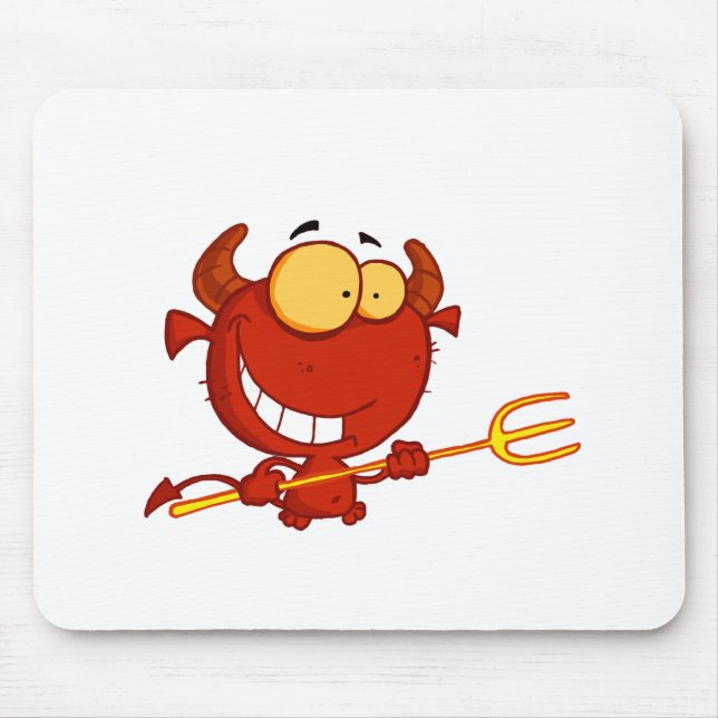Happy-little-devil-with-pitchfork Mouse Pad (Front)