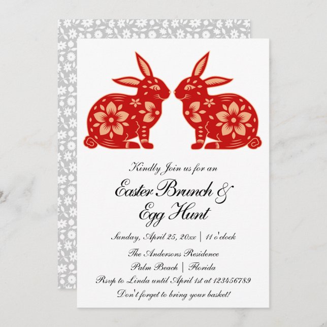 Happy Little Easter Bunny | Easter Brunch+Egg Hunt Invitation (Front/Back)