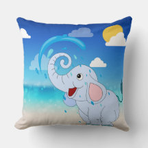 Happy Little Elephant Decorative Pillow