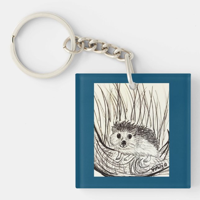 Happy Little Hedgehog Key Ring (Front)