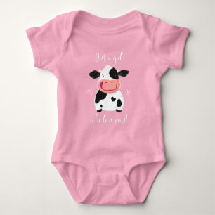 Happy Little Holstein Just A Girl Who Loves Cows Baby Bodysuit