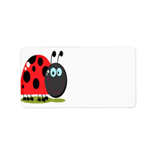 happy little lady bug label