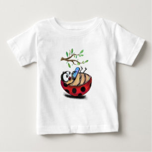 Happy Little Ladybug with Phone - Cartoon Drawing Baby T-Shirt