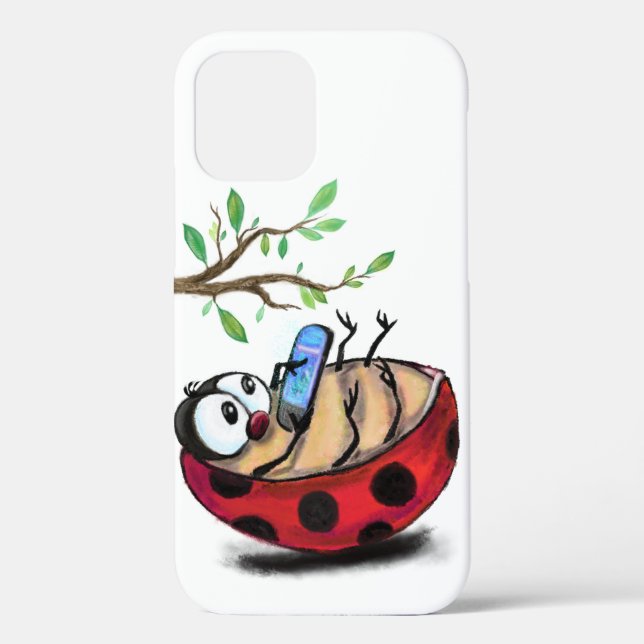 Happy Little Ladybug with Phone - Cartoon Drawing  Case-Mate iPhone Case (Back)