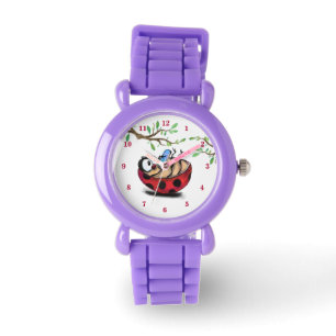 Happy Little Ladybug with Phone - Cartoon Drawing  Watch