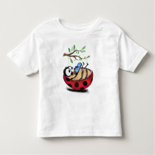 Happy Little Ladybug with Phone - Fun Drawing Toddler T-Shirt