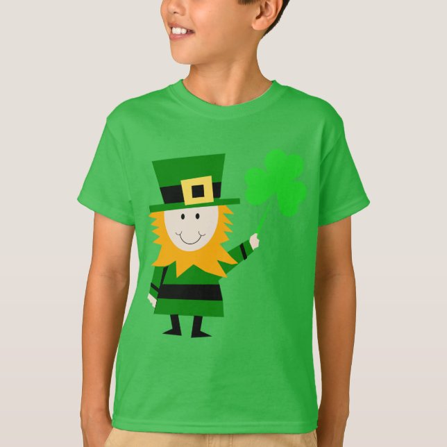 Happy Little Leprechaun Kids' Green T-Shirt (Front)