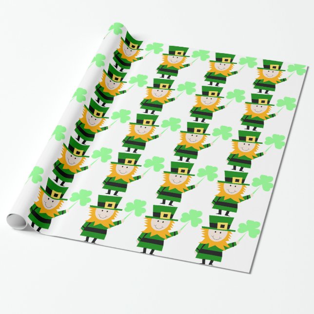 Happy Little Leprechaun Wrapping Paper (Unrolled)
