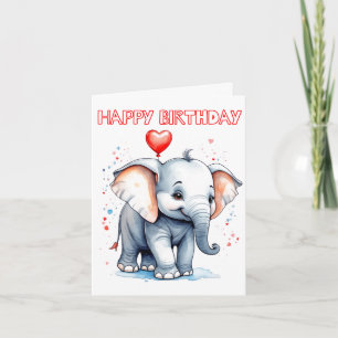 Happy Little Loveable Elephant Card