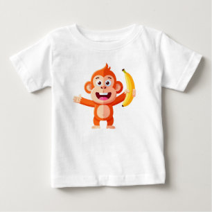Happy Little Monkey with Banana Baby T-Shirt