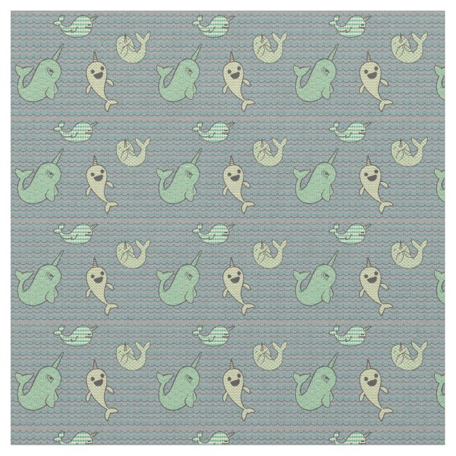 Happy Little Narwhals Fabric (Close Up)