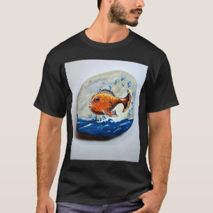 Happy Little Orange Fish Stone Painting – Cute C T-Shirt