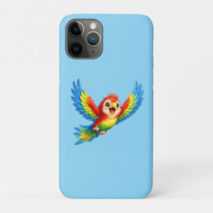 Happy Little Parrot Cartoon Art for Kids and Bird iPhone 11 Pro Case