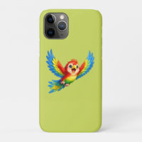 Happy Little Parrot Cartoon Art for Kids and Bird