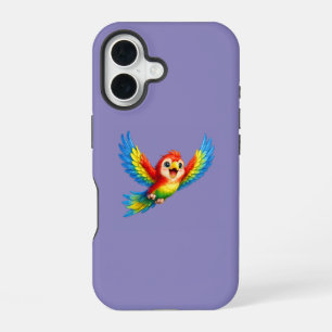 Happy Little Parrot Cartoon Art for Kids and Bird  iPhone 16 Case