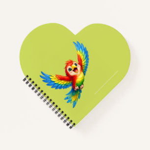 Happy Little Parrot Cartoon Art for Kids and Bird Notebook