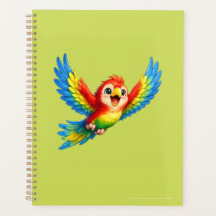 Happy Little Parrot Cartoon Art for Kids and Bird Planner