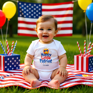 Happy Little Patriot 4TH of July Personalised Baby Bodysuit