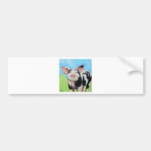 Happy Little Pig Painting Bumper Sticker