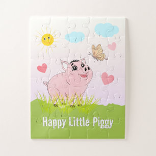 Happy Little Piggy – Cute Pink Pig Jigsaw Puzzle