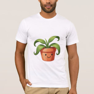 Happy Little Potted Plant Kawaii Illustration T-Shirt