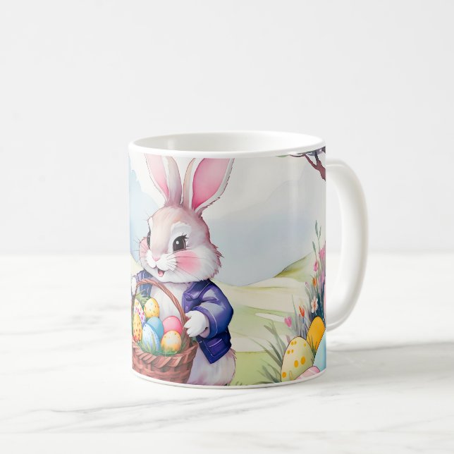 Happy little rabbit 1, Easter Coffee Mug (Front Right)