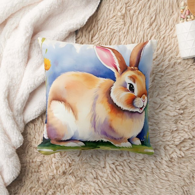 Happy little rabbit 2, Easter Cushion (Blanket)