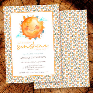 Happy Little Ray Of Sunshine Rainbow Baby Shower Invitation