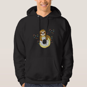 Happy Little Sloth Hugging Doughnut Hoodie