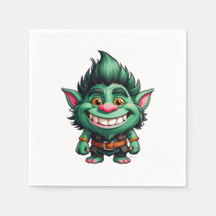 Happy Little Troll Chibi illustration Napkin