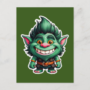 Happy Little Troll Chibi illustration Postcard