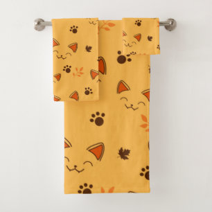 Happy Little Vampire Kitty Pattern Bath Towel Set