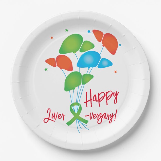 Happy Liver-versary Transplant Paper Plate (Front)