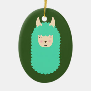 Happy Llama Emoji Ceramic Tree Decoration