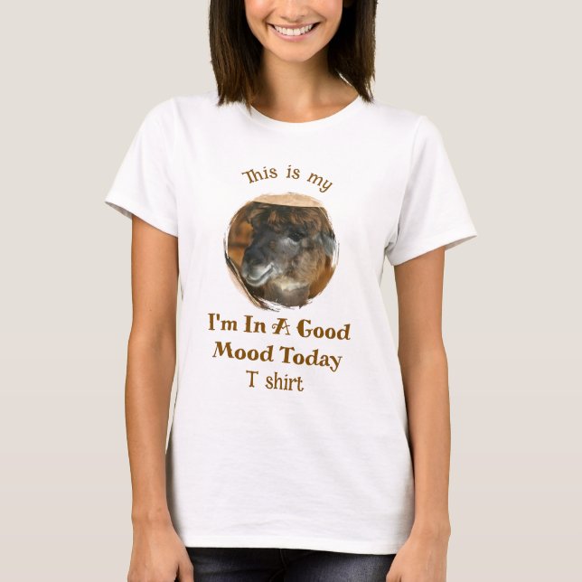 Happy Llama Good Mood Humorous Funny  T-Shirt (Front)