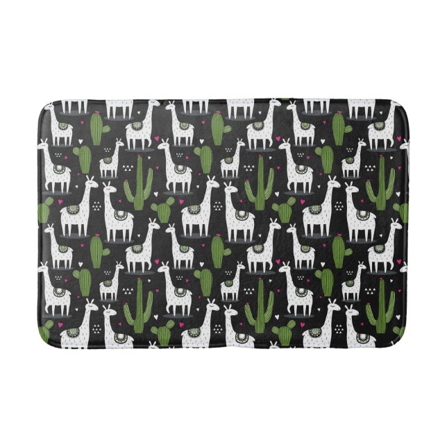 Happy Llama Pattern Bath Mat (Front)