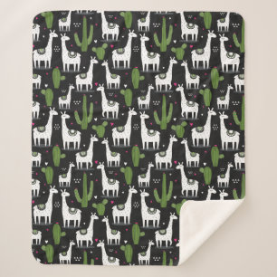 Happy Llama Pattern Sherpa Blanket