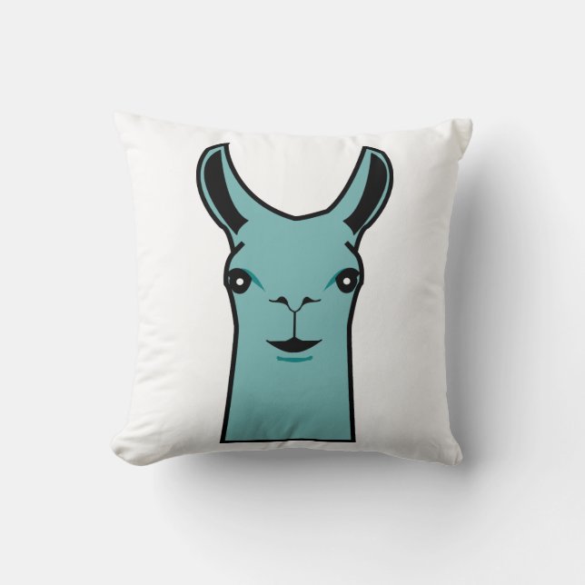 Happy Llama Teal Drawing Cushion (Front)