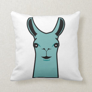 Happy Llama Teal Drawing Cushion