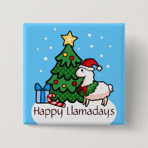 Happy Llamadays 15 Cm Square Badge