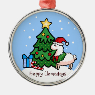 Happy Llamadays Metal Tree Decoration