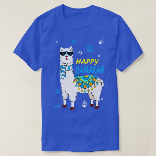 Happy Llamakah Chanukah Llama Dreidel Hanukkah Jew T-Shirt (Design Front)