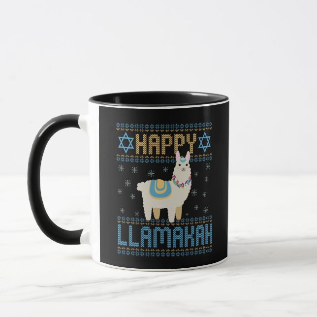 Happy LLamakah Funny Jewish Hanukkah LLama Gift Mug (Left)
