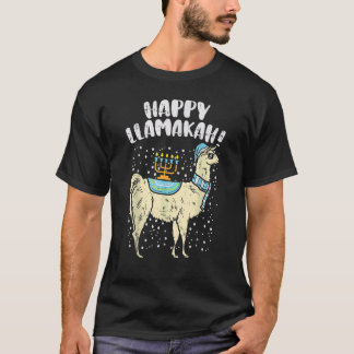 Happy Llamakah Llama Menorah Hanukkah Chanukah Jew T-Shirt