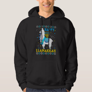 Happy Llamakkah Cute Jewish Llama Sunglasses Hanuk Hoodie