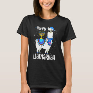 Happy Llamakkah Cute Jewish Llama Sunglasses Hanuk T-Shirt